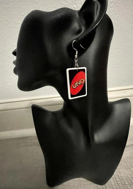 UNO Card Earrings for Women | Girls Funny Colorful Resin Playing Card Eardrop | Party Unique Players Card Earrings | Girls Drop Earrings