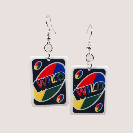 UNO Card Earrings for Women | Girls Funny Colorful Resin Playing Card Eardrop | Party Unique Players Card Earrings | Girls Drop Earrings