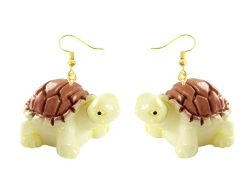 Brown Turtle Drop Earrings | Resin Mini Turtle Shape Earrings