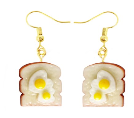 Fried Egg and Bread Morning Breakfast Food Earrings | Poached Egg Dangle Earrings | Kitchen Jewelry