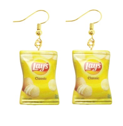 Bags of Potato Lays Chips Earrings | Mini Simulation Potato Chips Drop Earrings