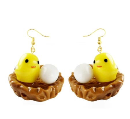 Dangle Chicken with Egg Earrings | Chicken and Egg Earrings | Cute Farm Animal Earrings