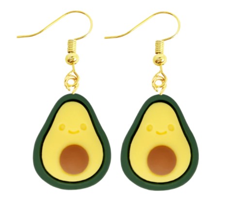 Avocado Dangling Earrings | Avocado Fruit Food Earrings | Avocado Dangle Earrings