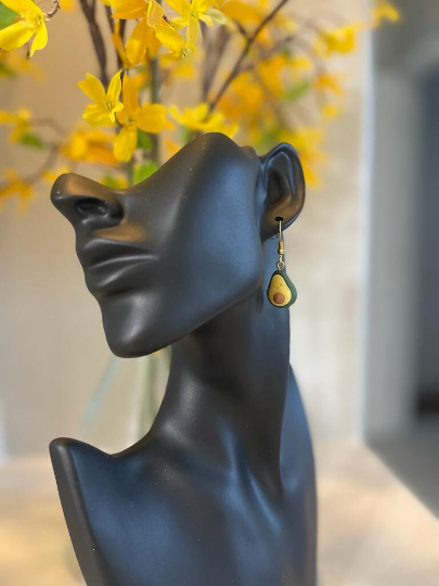 Avocado Dangling Earrings | Avocado Fruit Food Earrings | Avocado Dangle Earrings