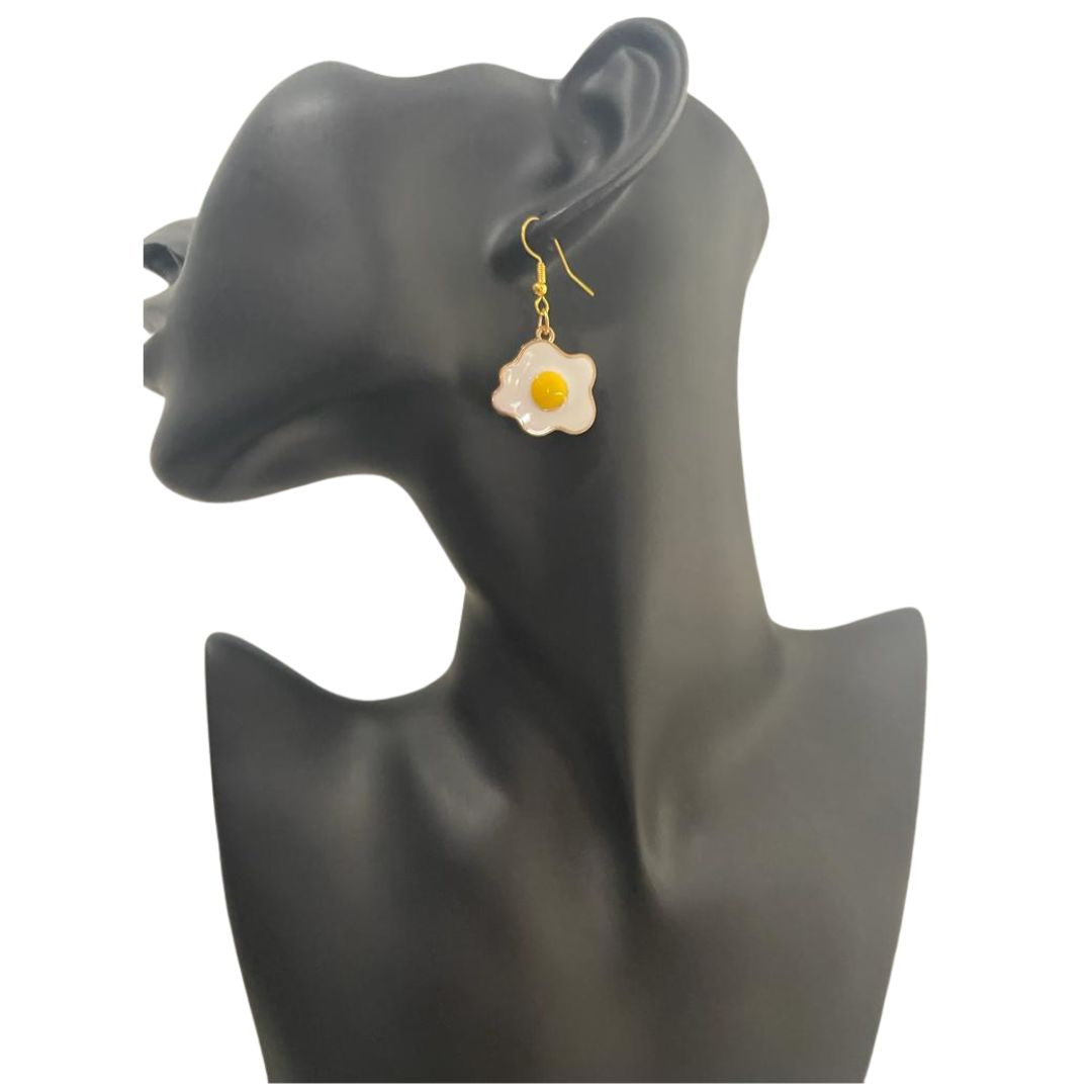 Lovely Fried Eggs Charm Women's Dangle Earrings | Poached Egg Dangle Drop Earrings | Eggs Charm Earrings for Women | Fashion Earring Jewelry