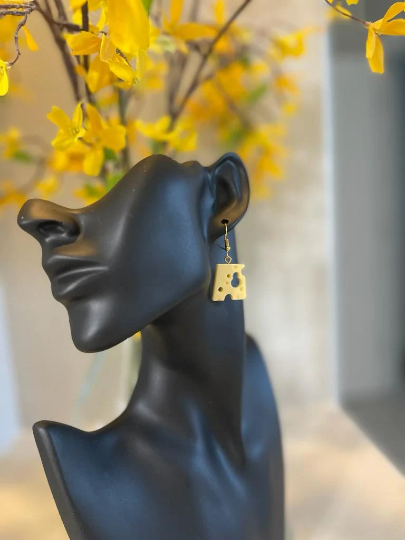 Cheese Drop Dangle Earrings | Realistic Cheese Earrings
