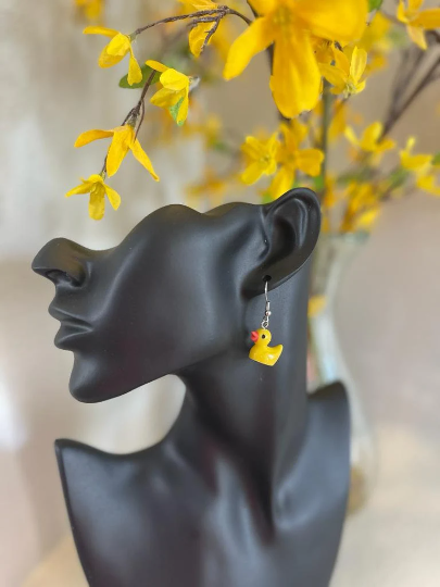Dangle Yellow Duck Earrings | Lightweight Funny Cute Ducks Earrings